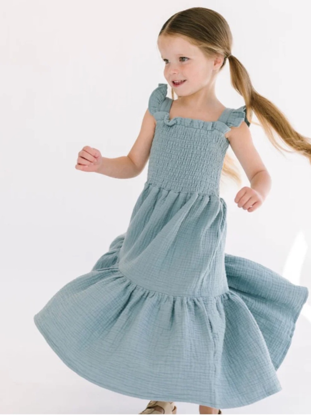 Alice + Ames | Smocked Maxi Dress | Aegean Blue | Soft Gauze Cotton | Tiered